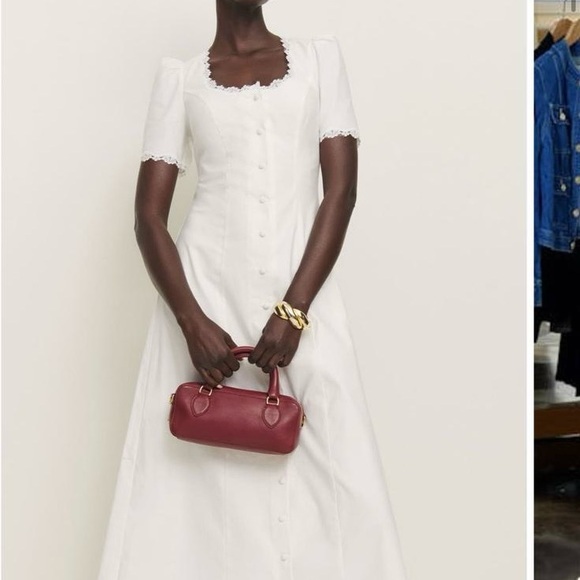 Reformation Alida Organic Cotton White Midi Dress with Button Detail - Picture 2 of 5